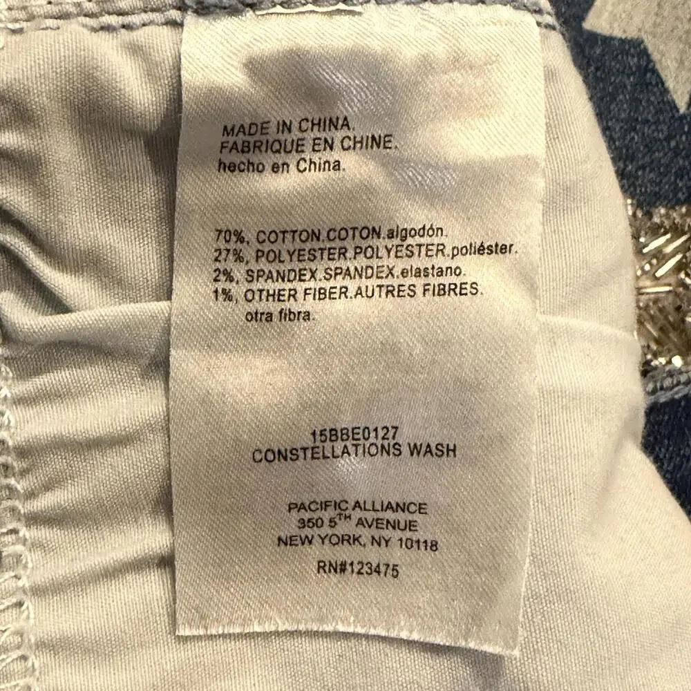 Bebe Heartbreaker Crop Stars Jeans Constellation Wash Embellished Rhinestone 28 - Picture 15 of 16